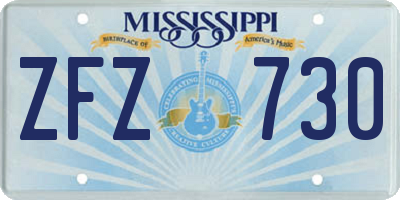 MS license plate ZFZ730