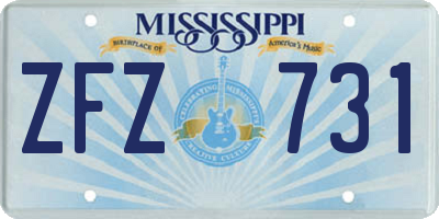 MS license plate ZFZ731