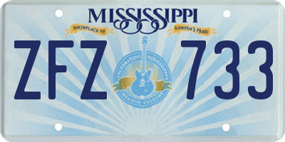 MS license plate ZFZ733