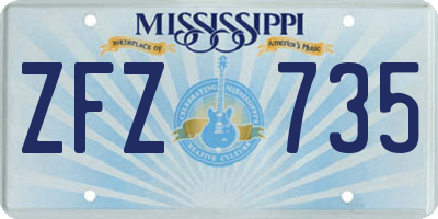 MS license plate ZFZ735