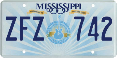 MS license plate ZFZ742