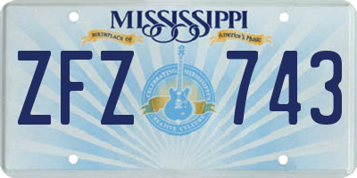 MS license plate ZFZ743