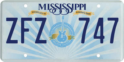 MS license plate ZFZ747