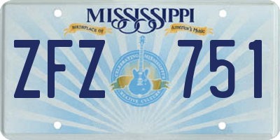 MS license plate ZFZ751