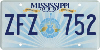 MS license plate ZFZ752