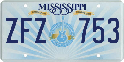 MS license plate ZFZ753