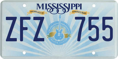 MS license plate ZFZ755