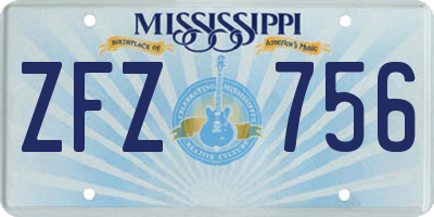 MS license plate ZFZ756