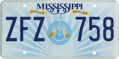 MS license plate ZFZ758
