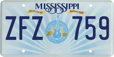 MS license plate ZFZ759