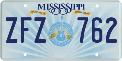 MS license plate ZFZ762