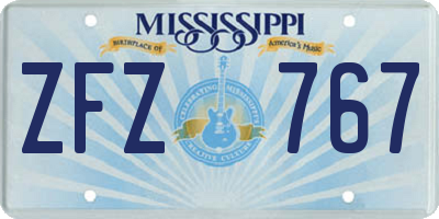MS license plate ZFZ767