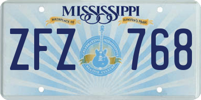 MS license plate ZFZ768