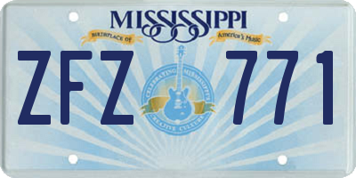 MS license plate ZFZ771