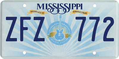 MS license plate ZFZ772