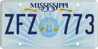 MS license plate ZFZ773