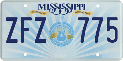 MS license plate ZFZ775