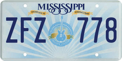 MS license plate ZFZ778