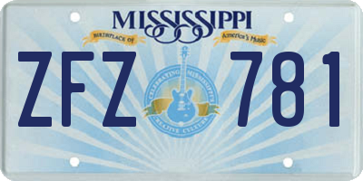 MS license plate ZFZ781