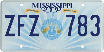MS license plate ZFZ783