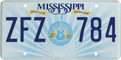 MS license plate ZFZ784