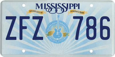 MS license plate ZFZ786