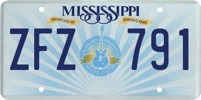 MS license plate ZFZ791