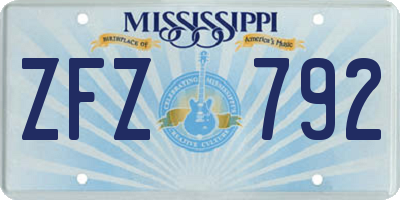 MS license plate ZFZ792