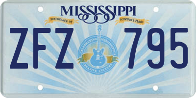 MS license plate ZFZ795