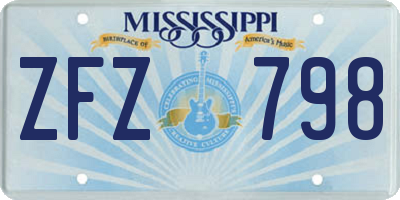 MS license plate ZFZ798