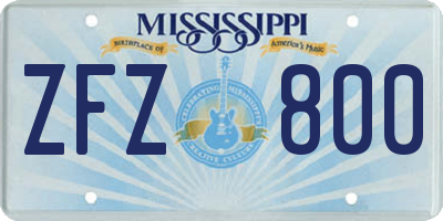 MS license plate ZFZ800