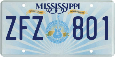 MS license plate ZFZ801