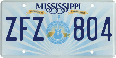 MS license plate ZFZ804