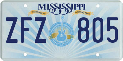 MS license plate ZFZ805