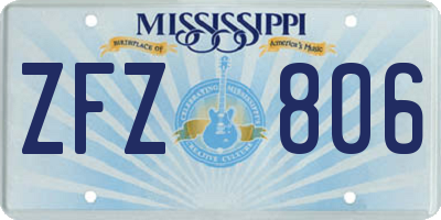 MS license plate ZFZ806