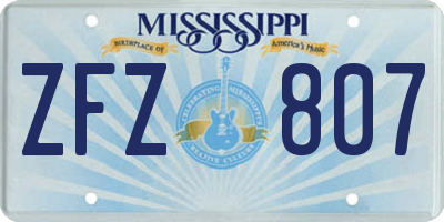 MS license plate ZFZ807