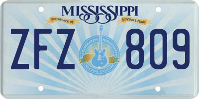 MS license plate ZFZ809