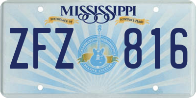 MS license plate ZFZ816
