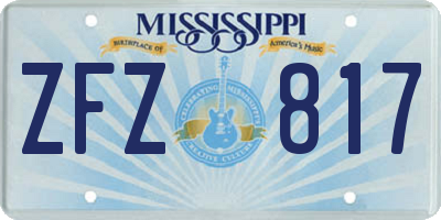 MS license plate ZFZ817
