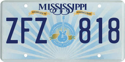 MS license plate ZFZ818