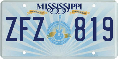 MS license plate ZFZ819