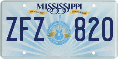 MS license plate ZFZ820