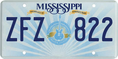 MS license plate ZFZ822