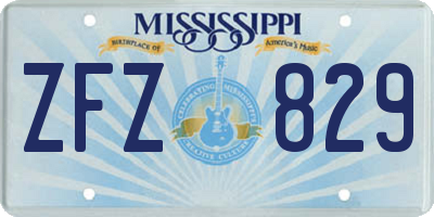 MS license plate ZFZ829
