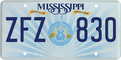 MS license plate ZFZ830