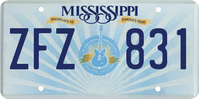 MS license plate ZFZ831