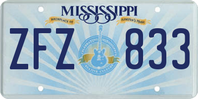 MS license plate ZFZ833