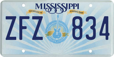 MS license plate ZFZ834