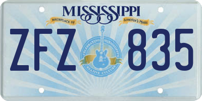 MS license plate ZFZ835