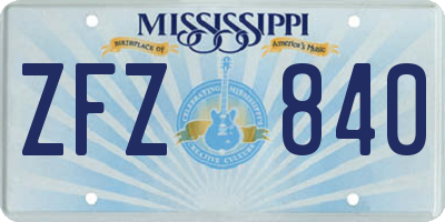 MS license plate ZFZ840